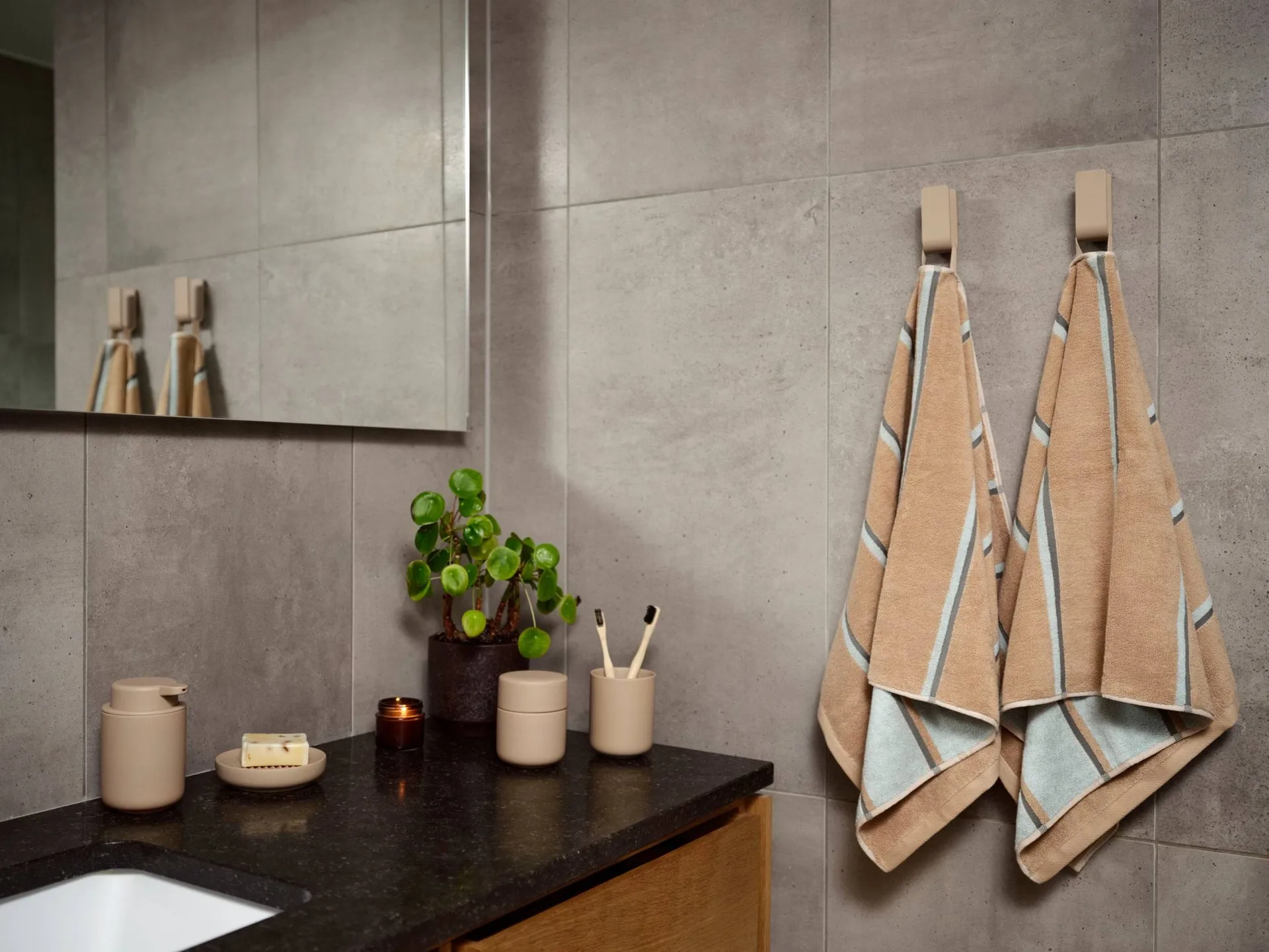 Sauna タオル, Camel-ice blue-olive green, 50x100 cm Zone Denmark | ゾーン デンマーク