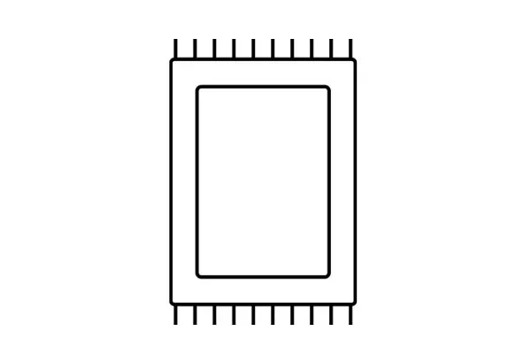上下フリンジ付き長方形ラグの輪郭。